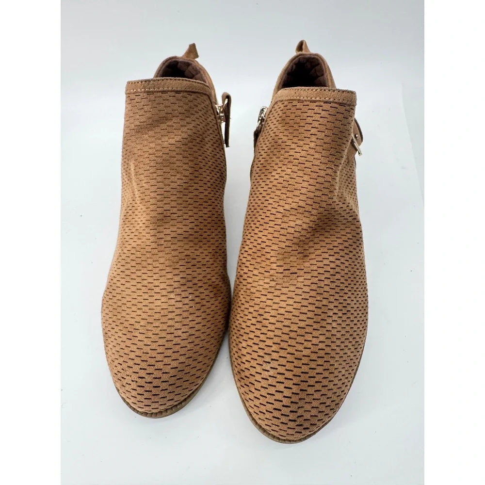 Dr Scholls Ankle Boots Womens 8.5 Brown Perforated Cutout Comfort Booties